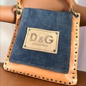 COPY - Dolce & Gabbana D& C tote/shoulder bag; tan leather & denim $290